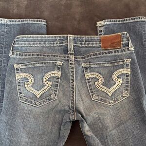 Big Star Women's Straight Leg Jeans in Blue with Embroidered Pockets